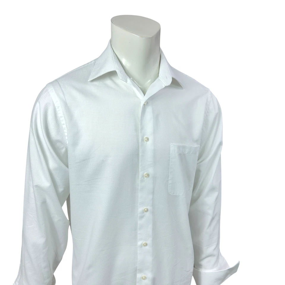 Camisa de vestir Geoffrey Beene para hombre M blanca 15,5 32/33 mezcla de algodón sin arrugas Foto 4 de 4