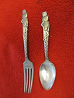 Vintage Planters Mr Peanut Carlton Silver Plate Fork-Spoon Set 1950'S