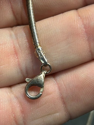 925 MILOR ITALY 925 Silver necklace 16 18 Choker 2mm OMEGA SNAKE Rope ADJUSTABLE - Picture 7 of 14