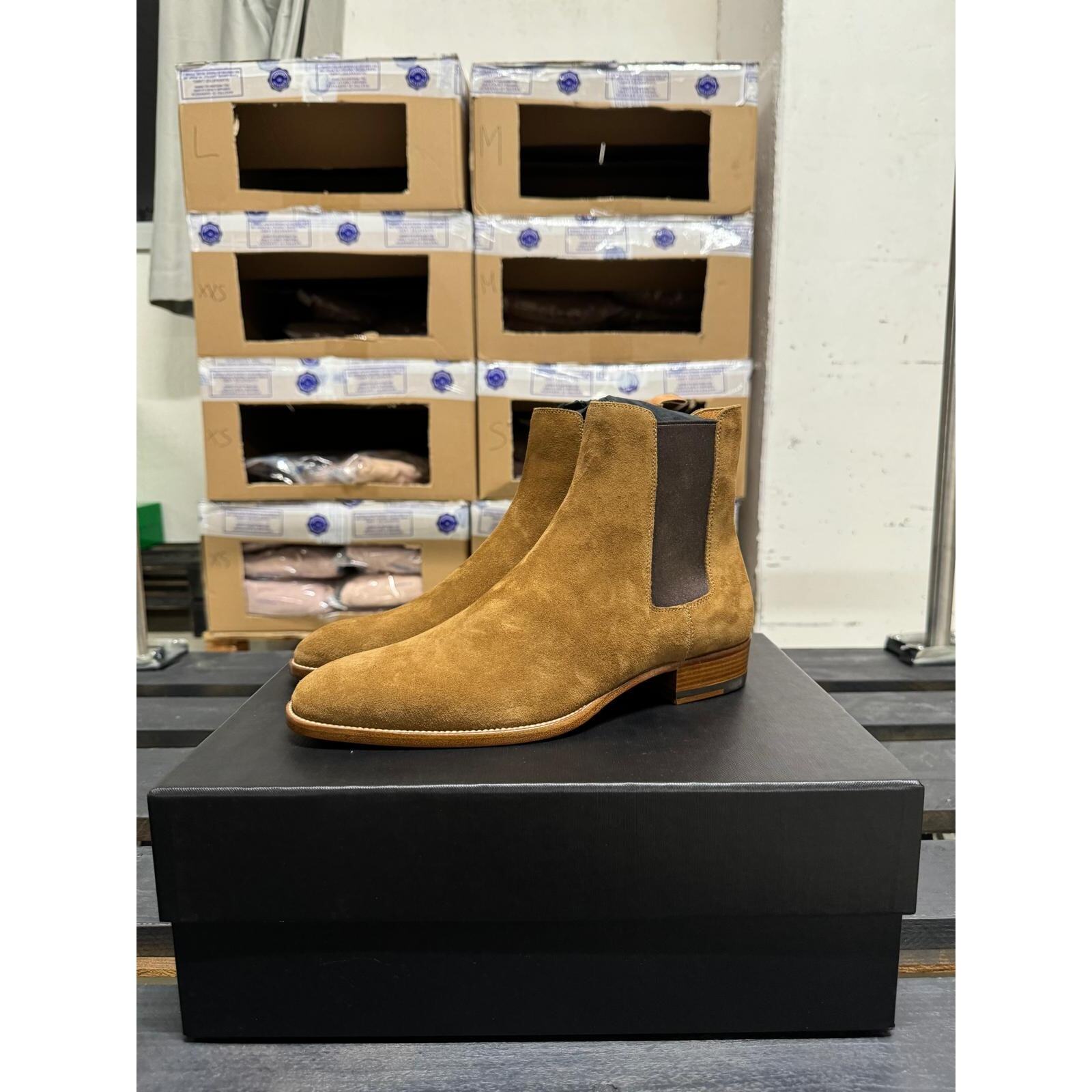 Stivali Chelsea Saint Laurent Paris 375680 scamosciati marrone nuovi con etichette 40