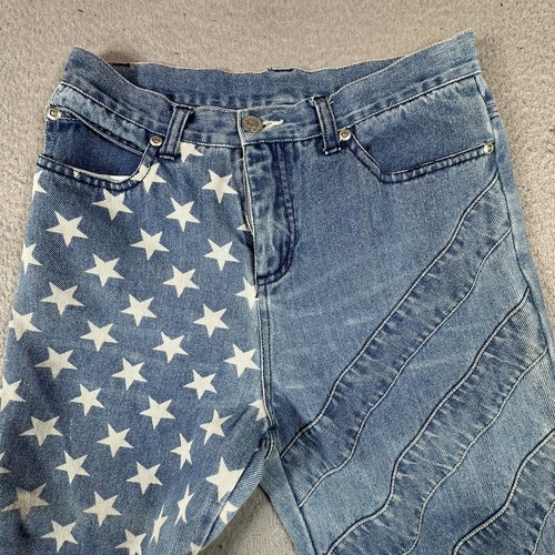 Mary Kate Ashley Girls Jeans Sz 12 Kids Stars and Stripe Straight Jeans 90s Y2K - Picture 10 of 11