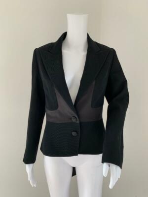 ジャケット VALENTINO WOOL AND SILK SHORT JACKET VALENTINO Black Wool Blend faille Silk Satin Trim Rear Tie