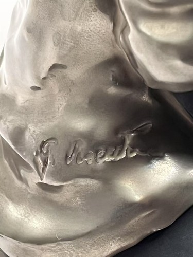 Italian G.Visentin Signed Woman Ceramic Sculpture Matte Black & Platinum 11.4in - Picture 16 of 23