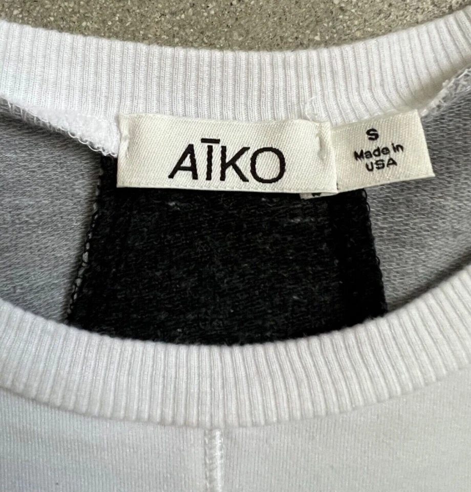 Sudadera AĪKO Mujer B/N Patchwork Talla Pequeña Detalle Cremallera Lateral Hecha en EE. UU. Foto 4 de 4