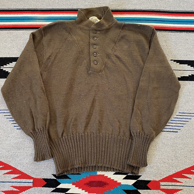 Vintage 50s Military High Neck Henley Pullover Sweater Mens size