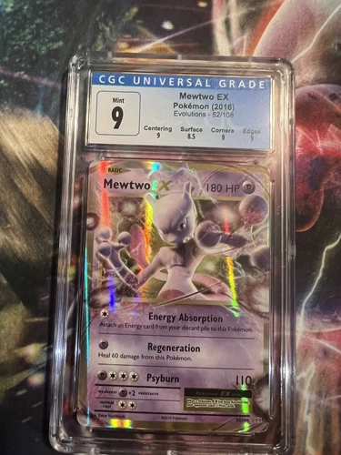 Pokemon CGC 9 MEWTWO EX EVOLUTIONS HOLO 2016 MINT 52/108