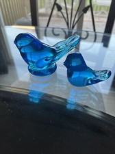 Leo Ward Glass Blue Bird of Happiness Signed Figurine 1993 1998 Art Glass VTG