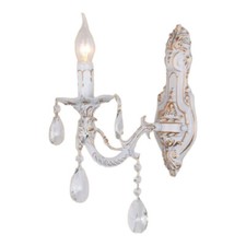 Applique candelabro con pendenti a gocce stile retrò attacco E14 bianco oro