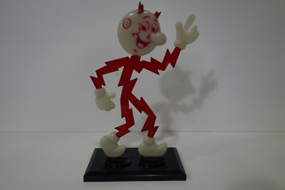 Vintage REDDY KILOWATT Business card Figure - Red w/Black Stand