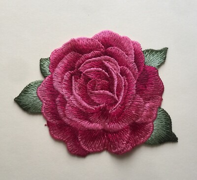 Rose Blumen zum Aufnähen voll bestickt Patch Applikationen Abzeichen