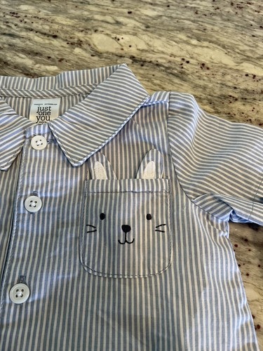 Just One You By Carters Baby Boys Size 12M Button Up Blue Romper Bodysuit New - Picture 2 of 8