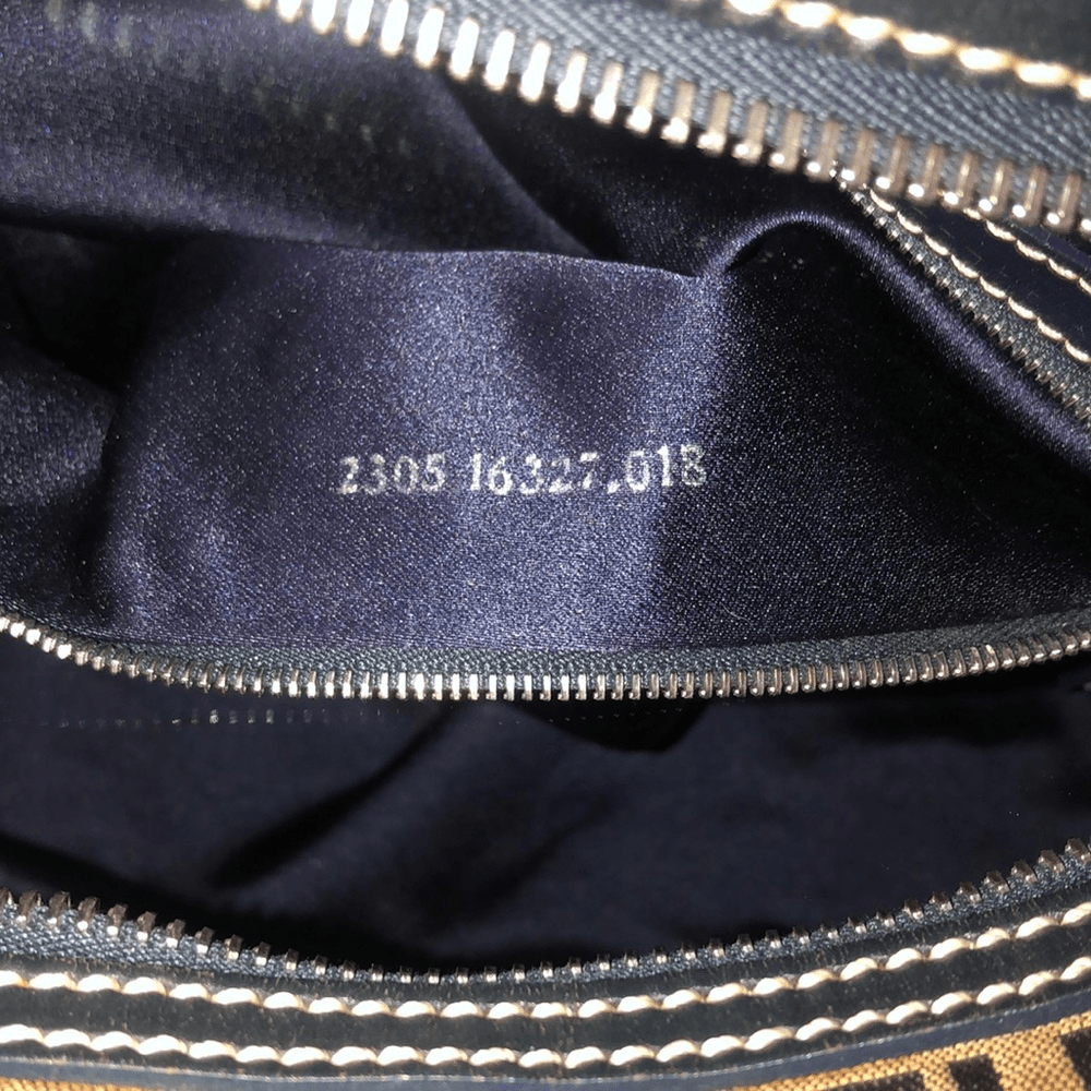 FENDI Zucca Boston Duffle Shoulder Bag Canvas Leather Navy FENDI Zucca Boston Duffle Shoulder Bag Canvas Leather Navy