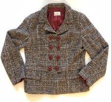 Vintage S nia Bogner Tweed / Plaid Button Blazer Jacket Pockets Size US 10