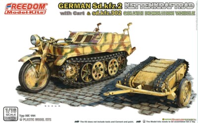 Freedom WW.II Sd.Kfz.2 Kettenkraftrad with Cart & Goliath Demolition Vehicle