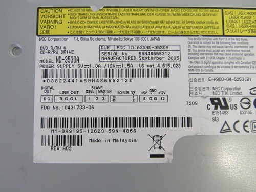Dell H9195 NEC ND-3530A 16x DVD±RW IDE Internal Optical Drive 57-2 - 第 6/6 張圖片
