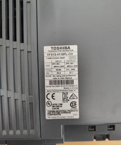 Used Toshiba inverter VFS15-4110PL-CH 11KW 380V/ - Picture 2 of 4