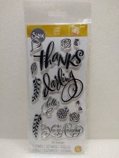 SIZZIX 'HELLO DARLING' 661091 Clear Acrylic Stamps 13 Piece Set