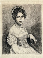 Constance Mayer / Mongin Gravure Eau Forte Etching portrait femme Sophie Lordon