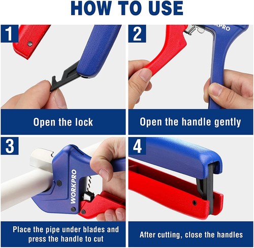 WORKPRO Ratchet PVC Pipe Cutter Cut 2-1/2" PEX PVC PPR Plastic Hoses Pipe Cutter - Picture 7 of 10
