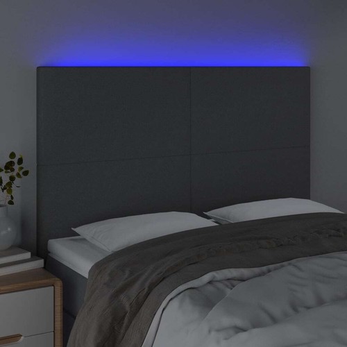 NNEVL LED Headboard Dark Grey 144x5x118/128 cm Fabric - Picture 3 of 6