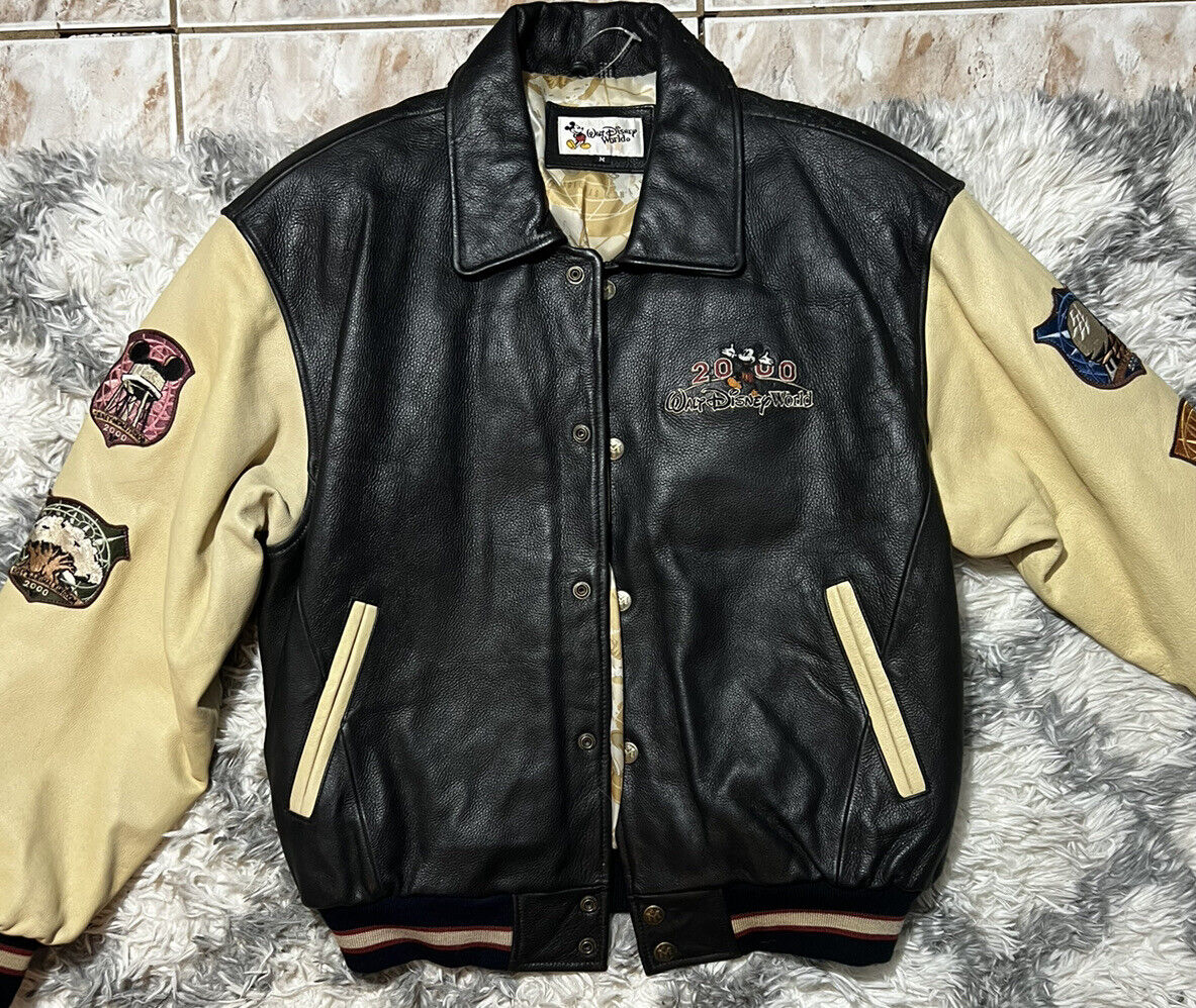 Vintage Disney 2000 Men Leather Jacket Disneyworld Black Vintage Disney 2000 Men Leather Jacket Disneyworld Black