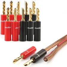 10pcs 24K Gold Plated BFA-Z 4mm Banana Plug Dual Screws Speaker Cable Connectors