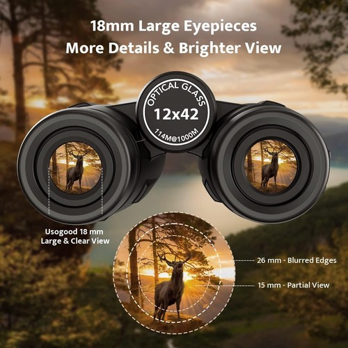 12x42 Binoculars for Adults High Powered with Upgraded Tripod and Phone Adapter - Picture 2 of 8