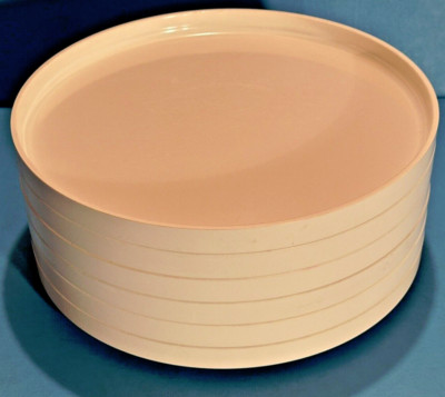 Lot of (6) Massimo Vignelli HELLER White Stackable Dinner Plates 9.75 MCM NICE!