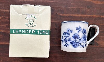 Leander 1946 Blue Onion Pattern Coffee Cup; New Old Stock In Box; Czech Republic