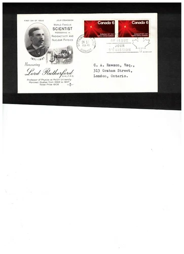 CANADA  1971 SCIENTIST LORD RUTHERFORD  PAIR on FDC used  #534  BOX 508