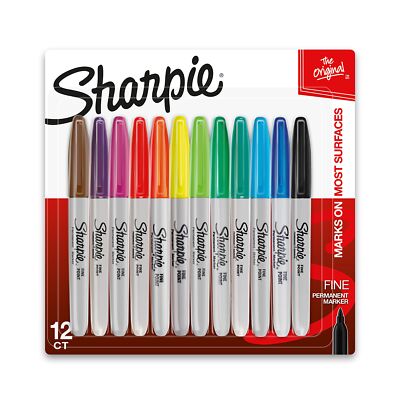 Sharpie Fine Point Permanent Marker, Assorted Colors, 12 count