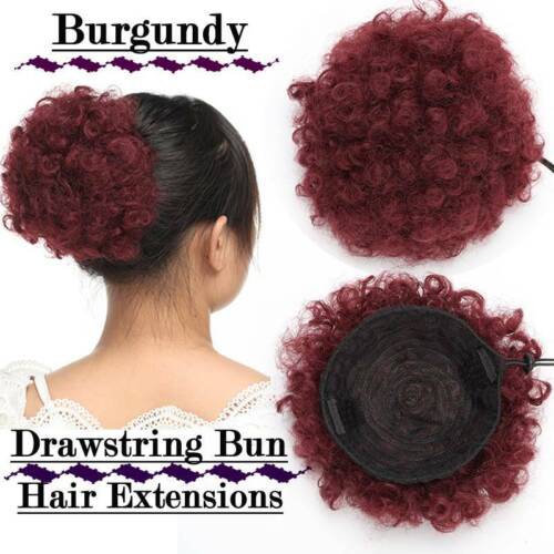 Hair Afro Bun Ponytail Kinky Curly Puff Drawstring as human Updo Hair Extension - Picture 24 of 24