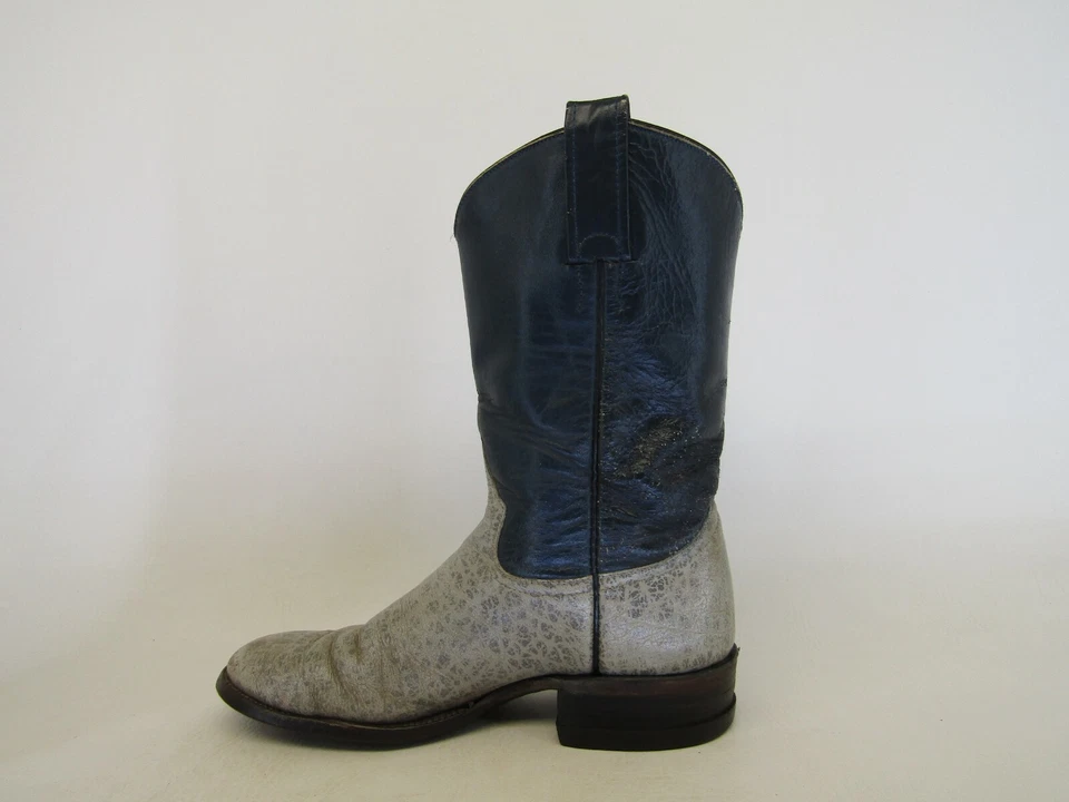 Botas femininas Adams tamanho 6 B couro azul cinza roper cowboy faroeste - Imagem 2 de 4