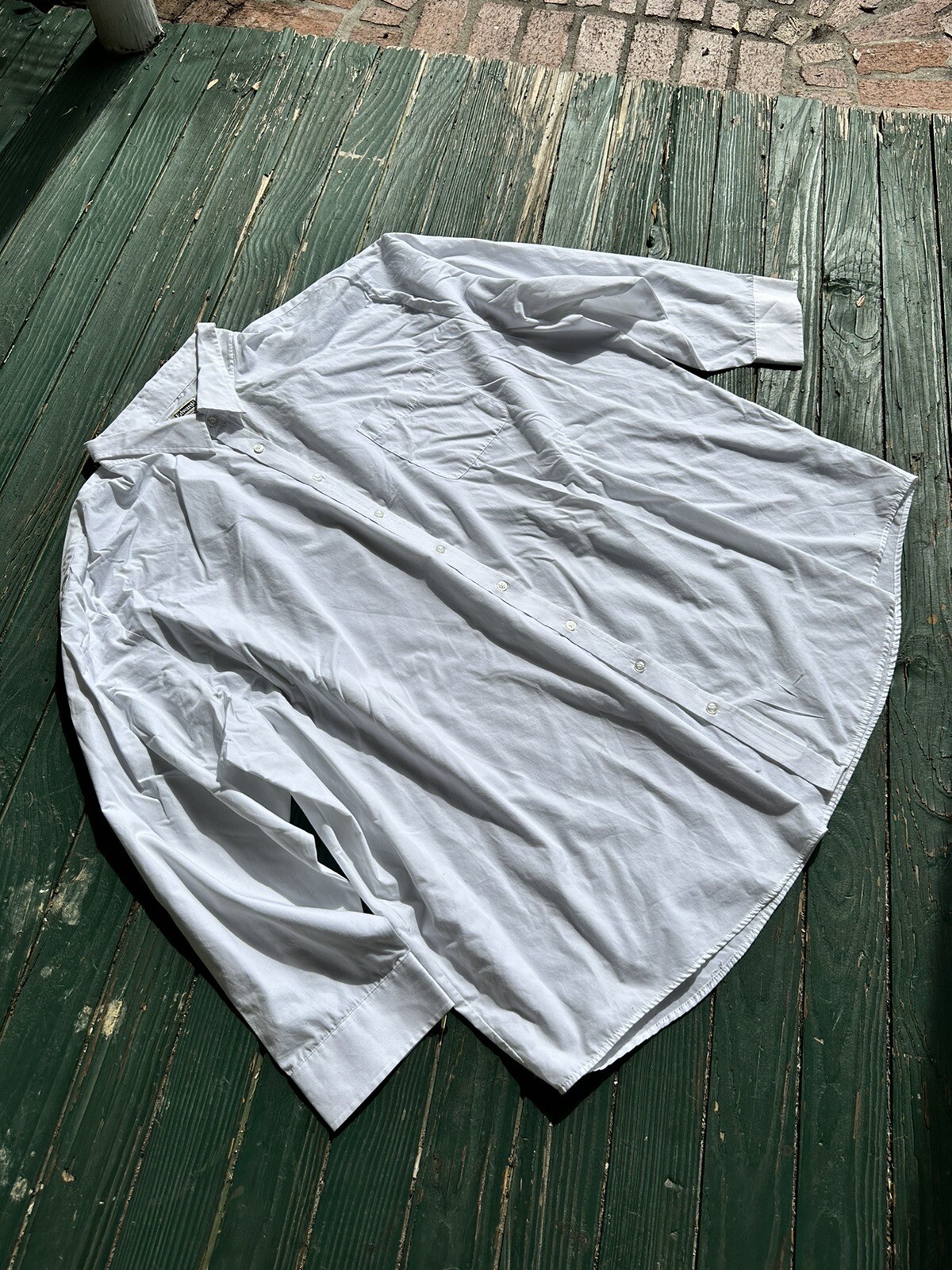 Edwards Men 6XL White Long Sleeve Button Down Shirt Cotton Poly Blend 35