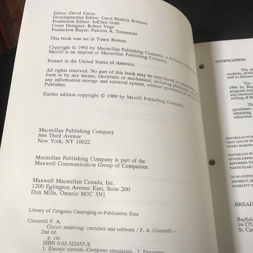 CIRCUIT MODELING: EXERCISES AND SOFTWARE : By F. A. Ciccarelli 1992 w/ disk - 第 3/8 張圖片