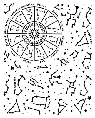 Really Great Stencils, Astrology Stencil, 8'' x 9.75'', Background, Constellations