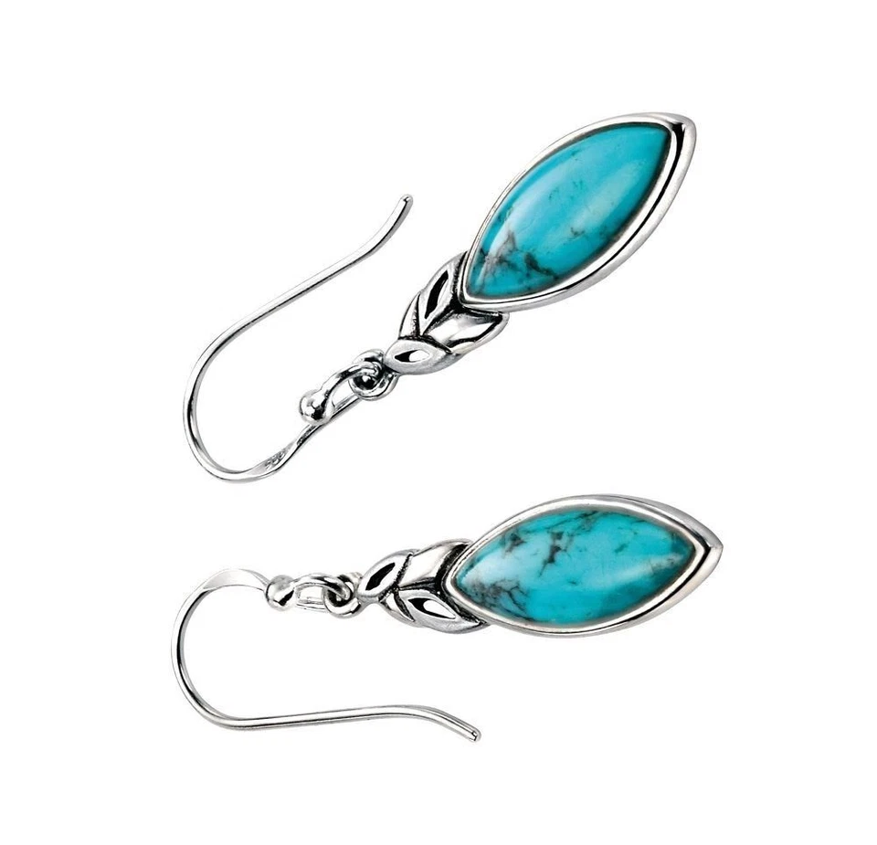 Echter Türkis Blatt Ohrhänger Massives Sterlingsilber 925 Gekennzeichnet - Bild 2 von 3