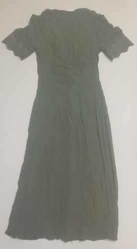 Maxi abito donna Zara taglia XS verde manica corta pizzo scollo a V bottoni - Foto 2 di 8
