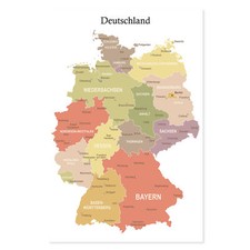 Postereck - 4083 - Deutschlandkarte: Bundesländer, Städte & Grenzen Wanddeko