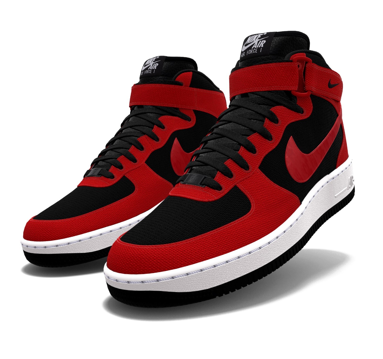 215 NIB Mens NIKE Air Force 1 MID Black & Red Custom Canvas Basketball Shoes eBay