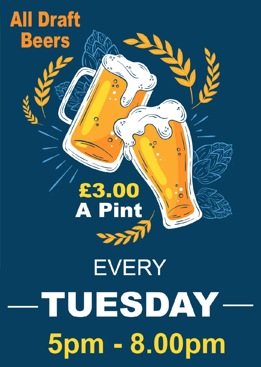Poster Notice Sign Advert Pub Happy Hour Beer Price Discount
