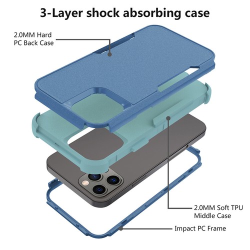 for iPhone 13 Pro 6.1" Case Tough Anti-Slip Hybrid Shockproof Cover+PrTool - Picture 24 of 39