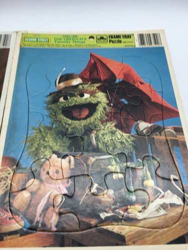 walt disney donald duck sesame street oscar frame tray puzzles lot 2 vintage - Picture 7 of 11