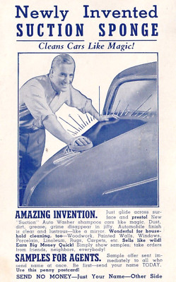 AMAZING AUTO WASHER SUCTION SPONGE ADVERTISEMENT POSTCARD Kristee Akron Ohio