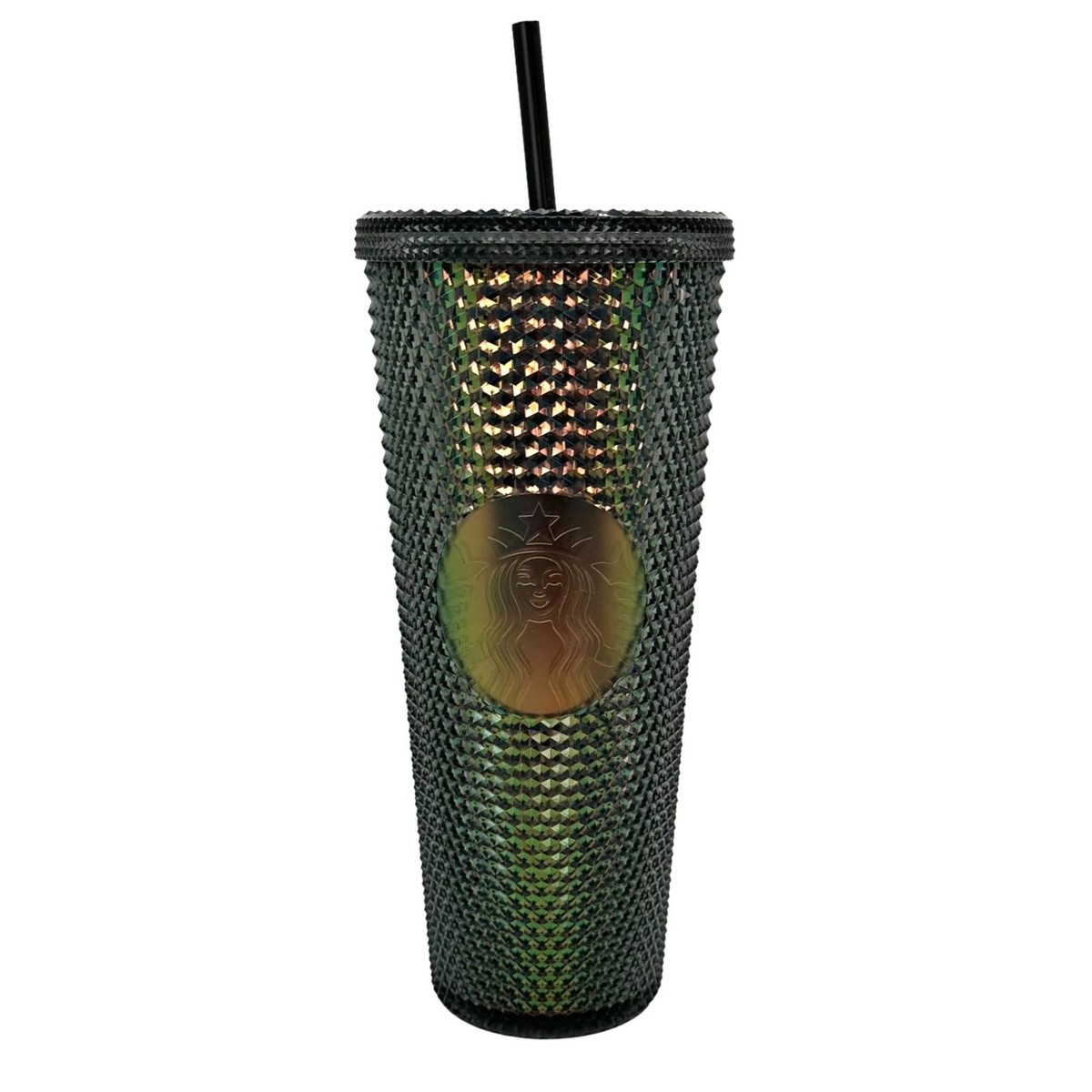 Starbucks Studded Bling Gold Black Cold Cup Tumbler 24 oz