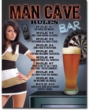 Man Cave Rules Tin Metal Sign Shop Bar Beer Garage Home Wall Decor 1713