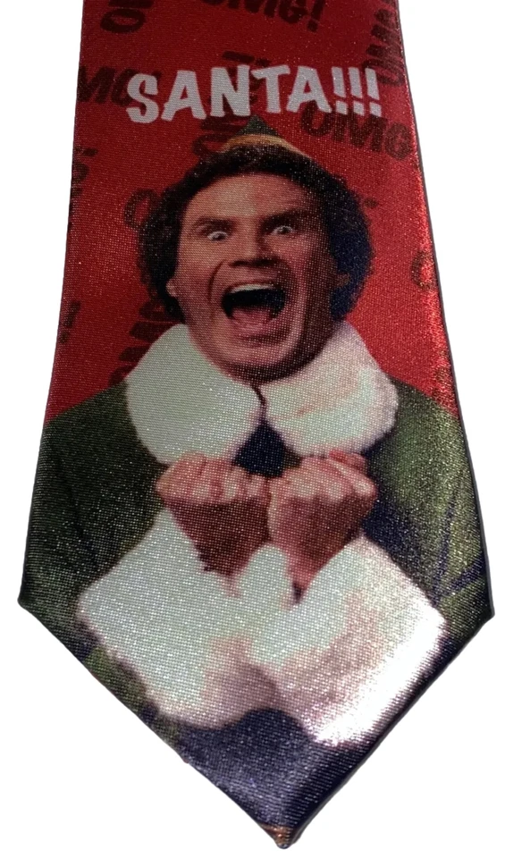 Corbata cuello elfo roja verde para hombre OSFM Buddy The Elf OMG SANTA! Película NUEVA Foto 3 de 4