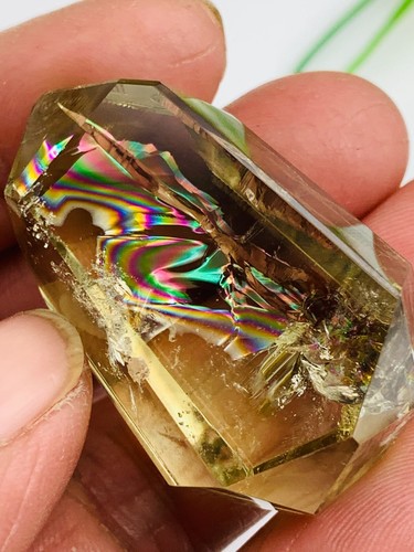 Top 32g gema diamante citrino brasileño arco iris cristal, corte a mano brillo faceta bola - Imagen 12 de 21