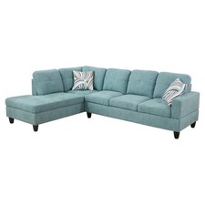 Star Home Living Corp Ben Lint Fabric Left Sectional Sofa in Seafoam Blue