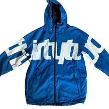 ThirtyTwo 32 Blue Snowboard Ski Jacket Hooded Winter Coat Large Spell Out